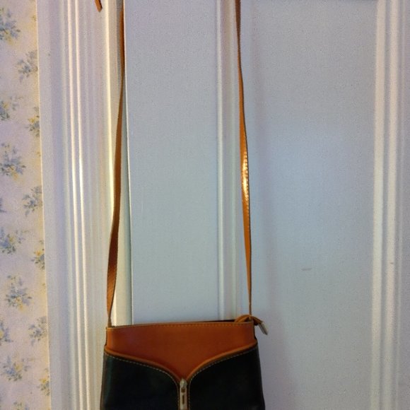 Vera Pelle Crossbody Bag Made in Italy Leather Zipper Front Nice - Picture 2 of 12